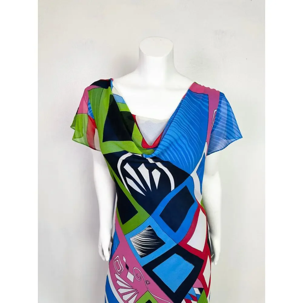 Y2K Colorful Bias Cut Flutter Dress size large - Picture 7 of 8
